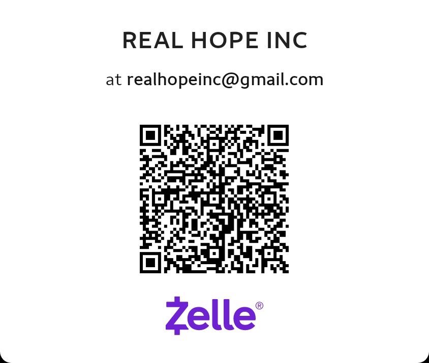 real hope inc,tax credit,donate,get started,paypal,zelle,venmo,cash app,testimonials